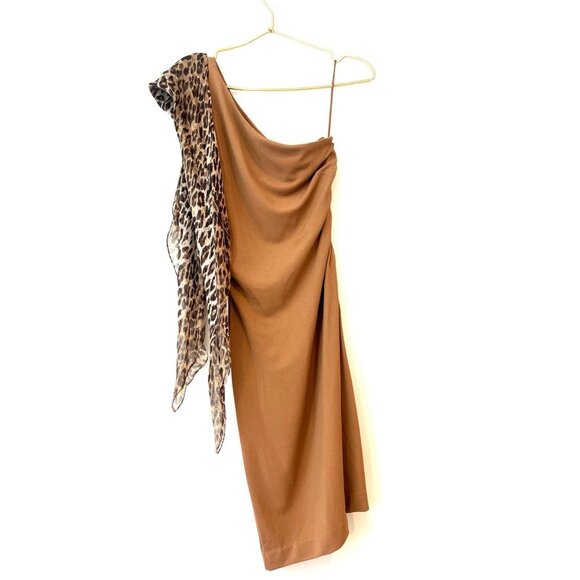 Dolce & Gabbana One Shoulder Leopard Scarf Dress - Picture 1 of 10